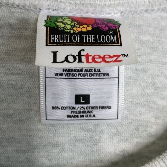 FRUIT OF THE LOOM Lofteez Men’s Light Gray T Shirt Size L - Picture 2 of 4